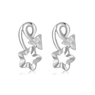 14k/585 White Gold Diamond Cut Star And Arrow Earrings