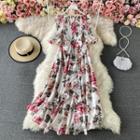 Off Shoulder Ruffled Floral Print Maxi Dress
