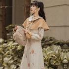 Flower Embroidered Single-breasted Midi Coat