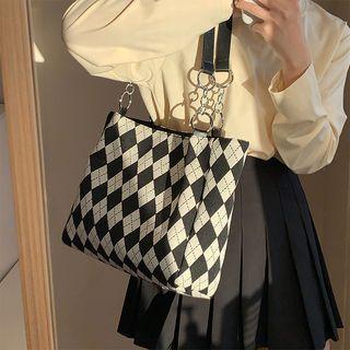 Argyle Canvas Tote Bag Black - One Size