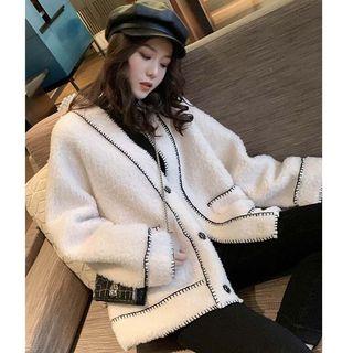 Fleece V-neck Loose-fit Jacket