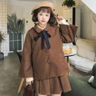 Set: Plain Collared Jacket + Mini Skirt