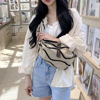 Curve-striped Sling Bag
