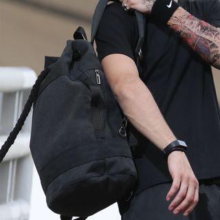 Canvas Drawstring Bucket Backpack Black - One Size