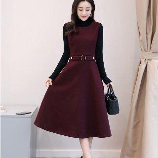 Set: Long-sleeve Sweater + Sleeveless A-line Dress