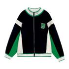 Lettering Zip Baseball Jacket Black & White & Green - One Size