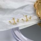 Faux Pearl Rhinestone Swing Earring 1 Pair - 925 Silver - Gold - One Size