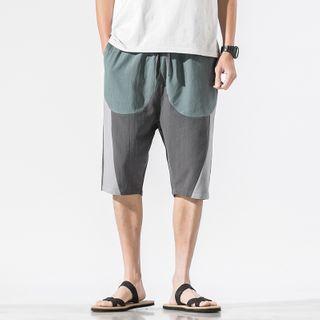 Color Block Linen Shorts