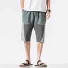 Color Block Linen Shorts