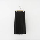 Banded-waist Pleated Midi Skirt