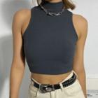 Cropped Mock-neck Tank Top