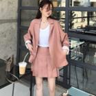 Set: Peak Lapel Blazer + Pleated Skirt