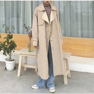 Single Breasted Coat Khaki - One Size