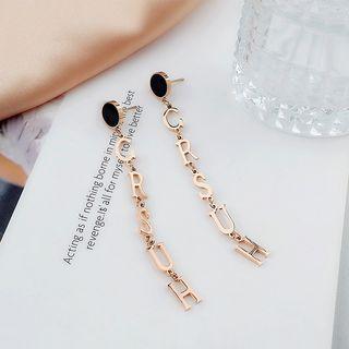 Stainless Steel Lettering Dangle Earring E9638 - One Size