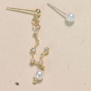 Non-matching Faux Pearl Rhinestone Earring As Shown In Figure - One Size