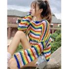 Striped Knit Pullover Multicolor - One Size