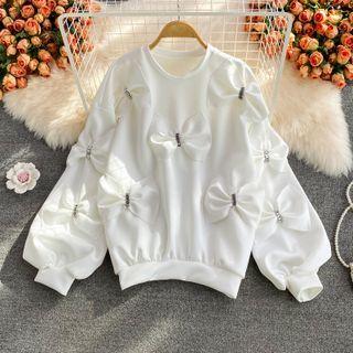 Bow Detail Round Neck Sweatshirt