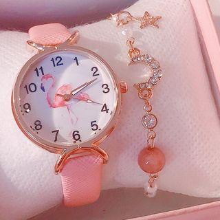 Flamingo Strap Watch Box Set
