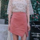 Plain High-waist Irregular A-line Skirt