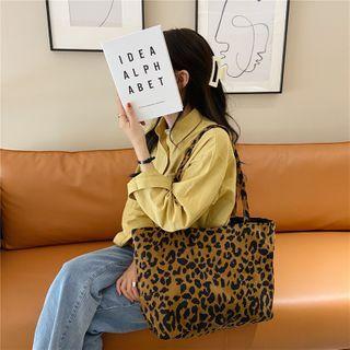 Leopard Print Tote Bag Leopard - Coffee Brown - One Size