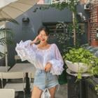 Frilled See-through Peasant Blouse