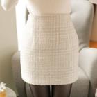 Plaid Wool Blend Tweed Miniskirt