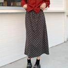 Plaid Midi A-line Skirt Skirt - Dark Gray - One Size