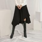 Round-neck Dip-back Knit Top Black - One Size