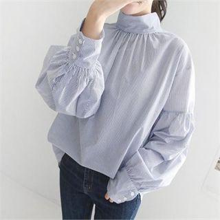 High-neck Balloon-sleeve Blouse