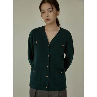 Multi-pocket Woolen Cardigan