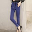 Buttoned High-waist Skinny Jeans