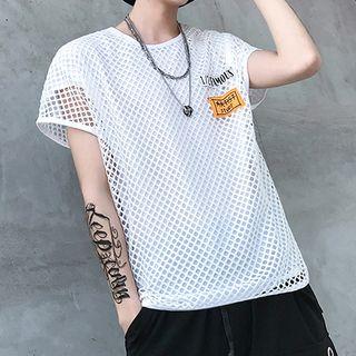 Short-sleeve Mock Two-piece Mesh T-shirt