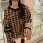 Houndstooth Sweater Houndstooth - Brown - One Size