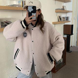 Snap-button Fleece Baseball Jacket
