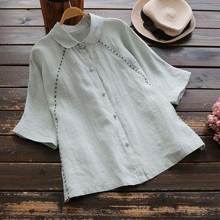 3/4-sleeve Stitch Trim Shirt