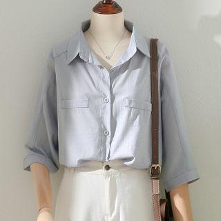 Semi Sleeve Cotton Linen Shirt