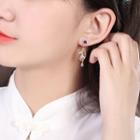 Leaf Faux Crystal Dangle Earring 1 Pair - Purple - One Size