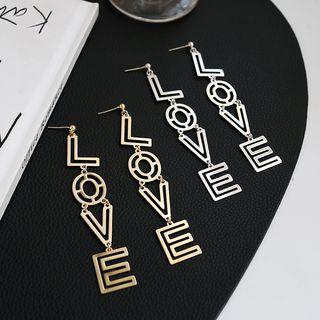 925 Sterling Silver Love Lettering Dangle Earring