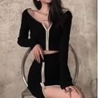 Knit Zipped Jacket / Mini Skirt