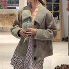 Fleece Button-up Cropped Jacket