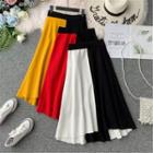 Two-tone Knit Midi A-line Skirt
