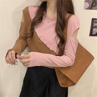 Color Block Cold Shoulder Top