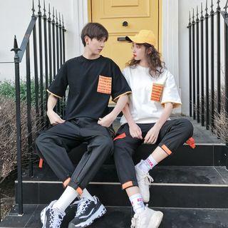 Couple Matching Elbow-sleeve T-shirt / Harem Pants