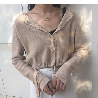 Drawstring Hem Cropped Cardigan