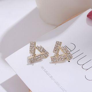 Rhinestone Geometric Stud Earring 1 Pair - Zircon - Gold - One Size