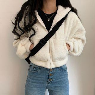 Cropped Fleece Zip-up Hoodie