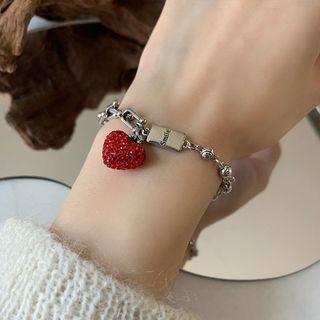 Heart Pendant Sterling Silver Bracelet (various Designs)