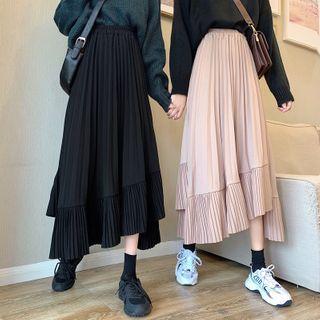 Asymmetrical Accordion Pleat Long A-line Skirt