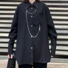 Front Pocket Chain-accent Button-down Shirt