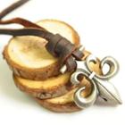 Pendant Genuine Leather Necklace Coffee - One Size